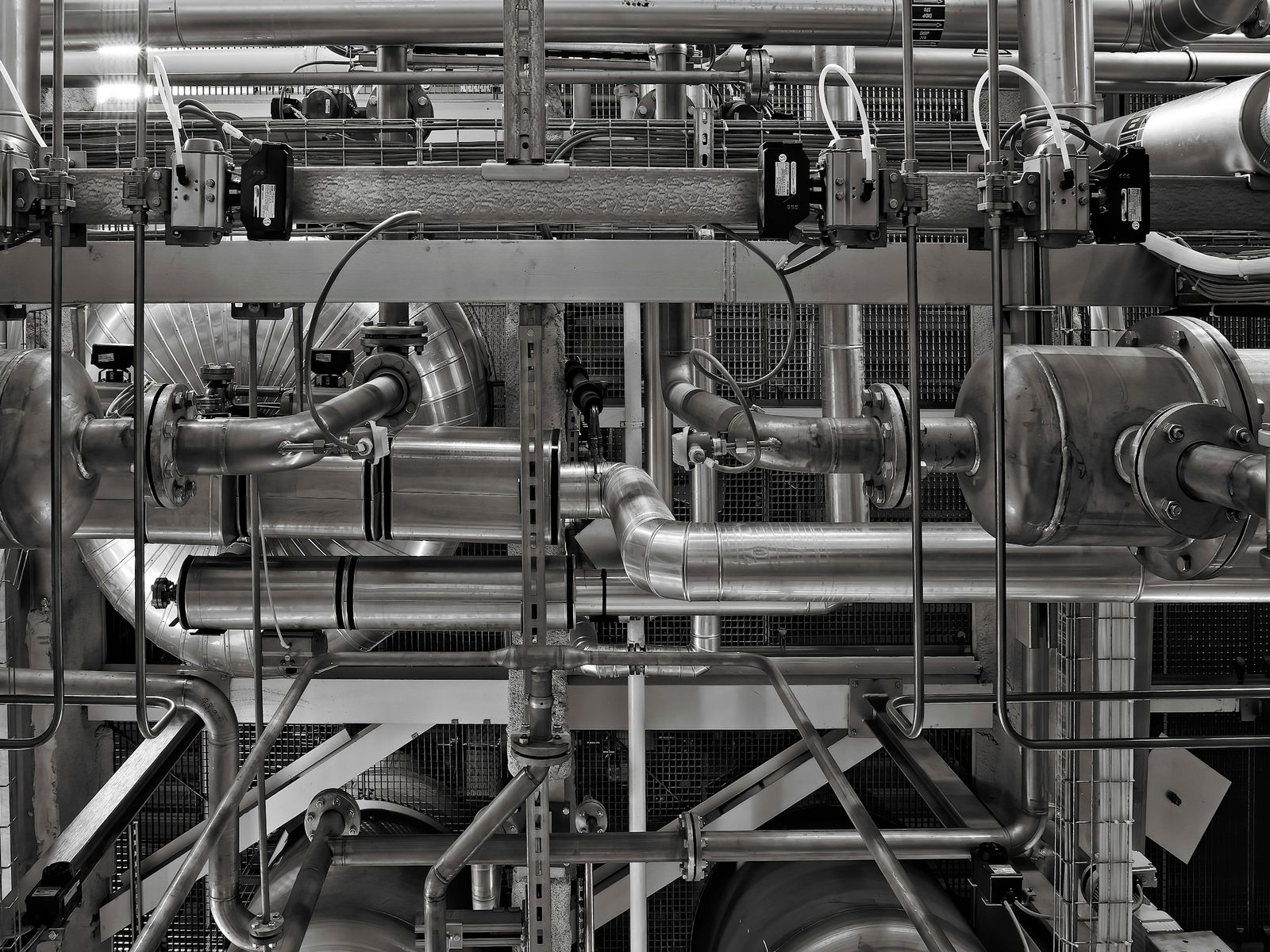 Pipes and equipment in a modern industrial facility
