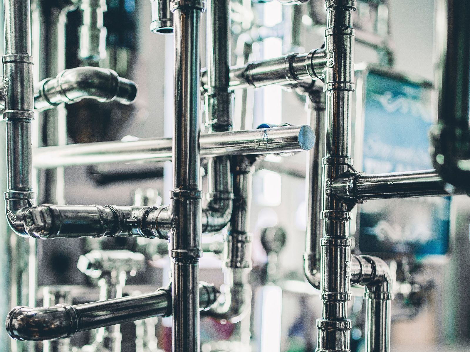 Pipes and equipment in a modern industrial facility